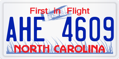 NC license plate AHE4609