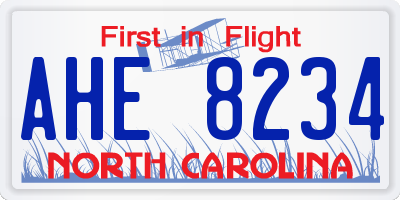 NC license plate AHE8234