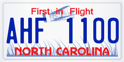 NC license plate AHF1100