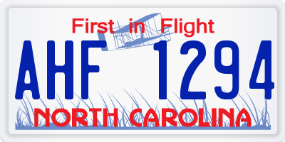 NC license plate AHF1294