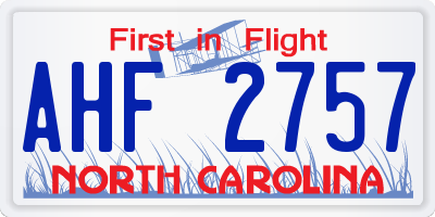 NC license plate AHF2757
