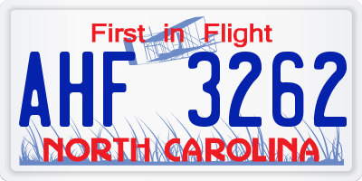 NC license plate AHF3262