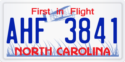 NC license plate AHF3841