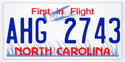 NC license plate AHG2743