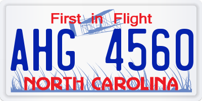NC license plate AHG4560