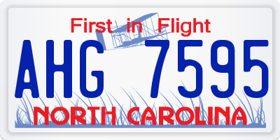 NC license plate AHG7595