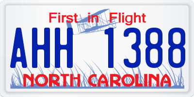 NC license plate AHH1388