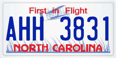 NC license plate AHH3831