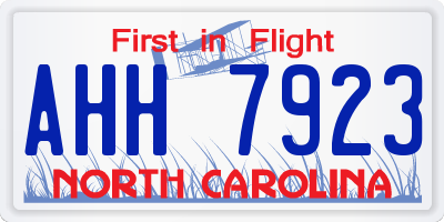 NC license plate AHH7923