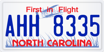 NC license plate AHH8335