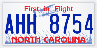 NC license plate AHH8754