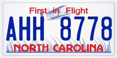 NC license plate AHH8778