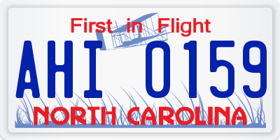 NC license plate AHI0159