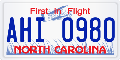 NC license plate AHI0980