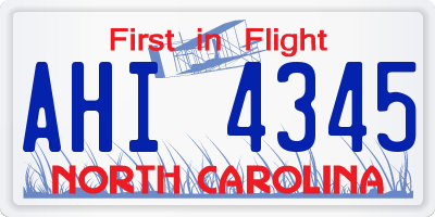 NC license plate AHI4345