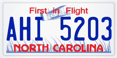 NC license plate AHI5203