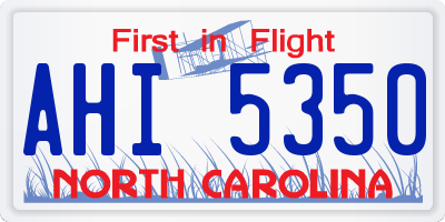 NC license plate AHI5350