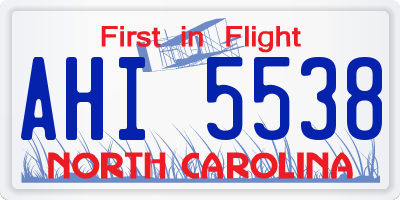 NC license plate AHI5538