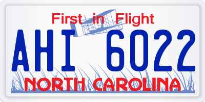 NC license plate AHI6022