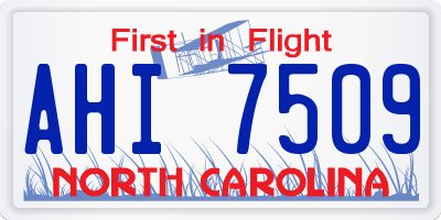 NC license plate AHI7509