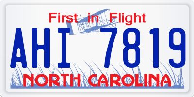 NC license plate AHI7819