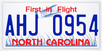 NC license plate AHJ0954