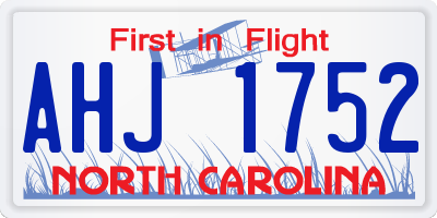 NC license plate AHJ1752