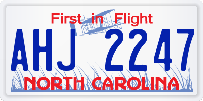 NC license plate AHJ2247