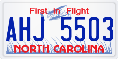 NC license plate AHJ5503