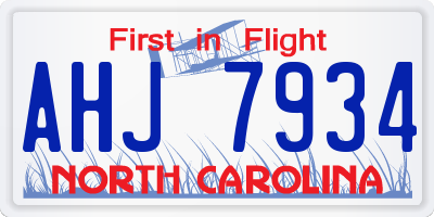 NC license plate AHJ7934