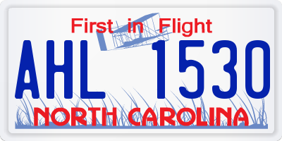 NC license plate AHL1530