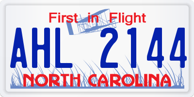 NC license plate AHL2144