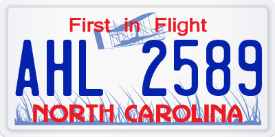 NC license plate AHL2589