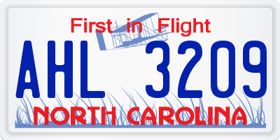 NC license plate AHL3209