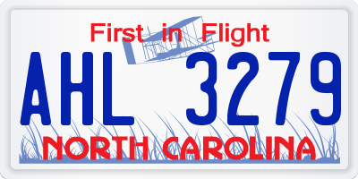 NC license plate AHL3279
