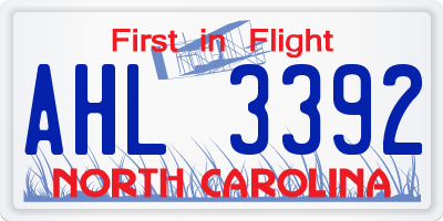 NC license plate AHL3392