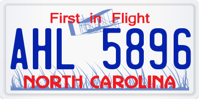 NC license plate AHL5896