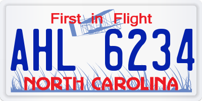 NC license plate AHL6234
