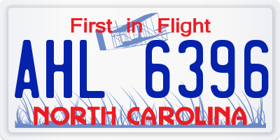 NC license plate AHL6396