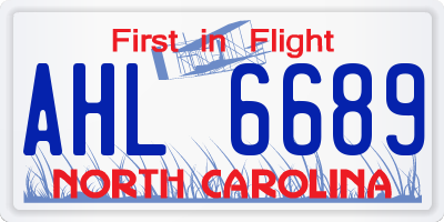 NC license plate AHL6689