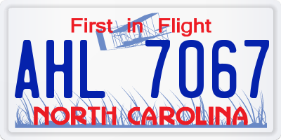 NC license plate AHL7067