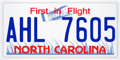 NC license plate AHL7605