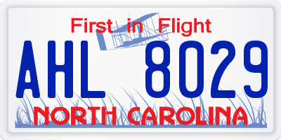 NC license plate AHL8029