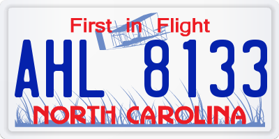 NC license plate AHL8133