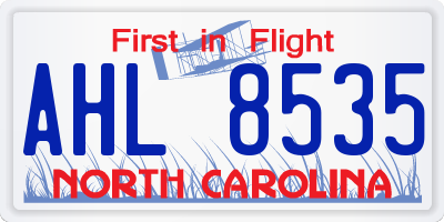 NC license plate AHL8535