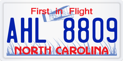 NC license plate AHL8809