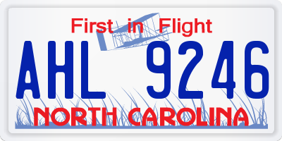 NC license plate AHL9246