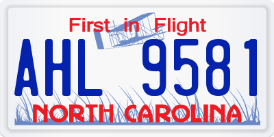NC license plate AHL9581