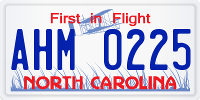 NC license plate AHM0225