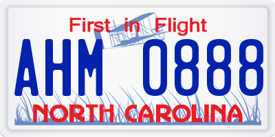 NC license plate AHM0888